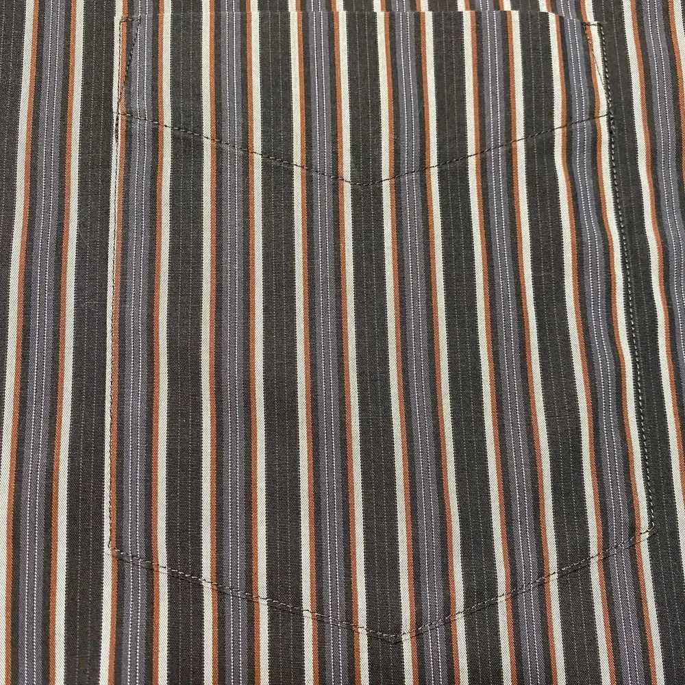 Banana Republic‎ Slim Fit Non Iron Mens Dress Shirt Sz 16-16 1/2 Brown Striped